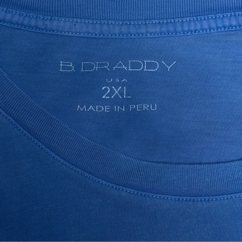 B. Draddy‎ Mens Pima Cotton Pocket T Shirt Blue Crewneck Short Sleeve 2XL